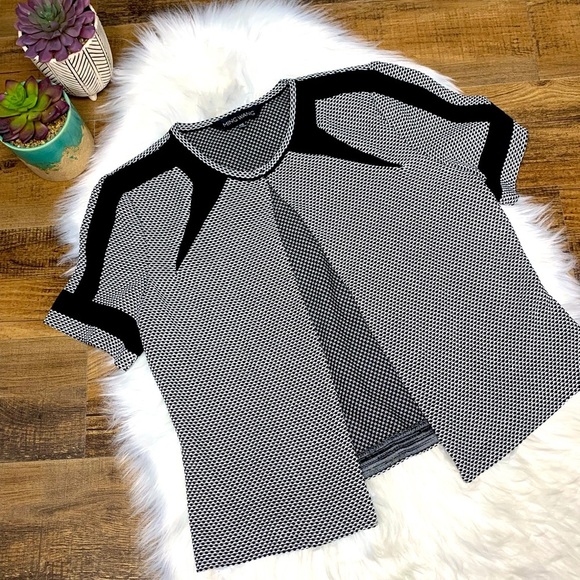 Ming Wang Short Sleeve Black and White Sweater - Picture 1 of 6